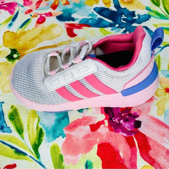 Adidas Pink, Purple & White Little Girl Sneakers Althletic Shoes size 7 - Picture 5 of 10